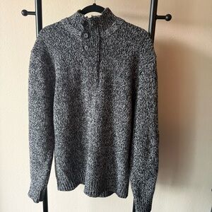 Men's Charcoal lambswool blend quarter zip Turtleneck Sweater